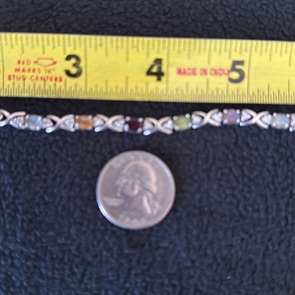 Vintage DBJ Sterling Multi Stone Tennis Bracelet 7” - Picture 8 of 8